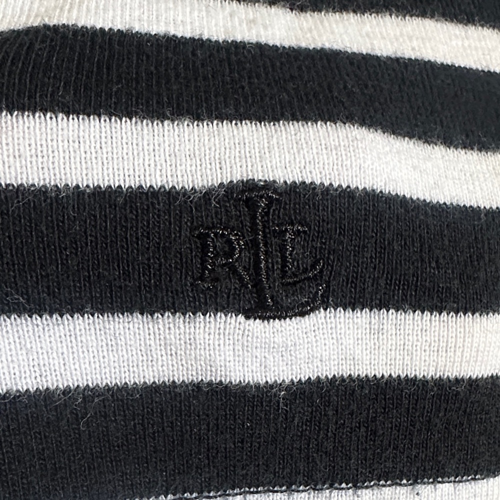 Lauren Ralph Lauren Black and White Striped Boatneck Short Sleeve Top - Picture 3 of 4